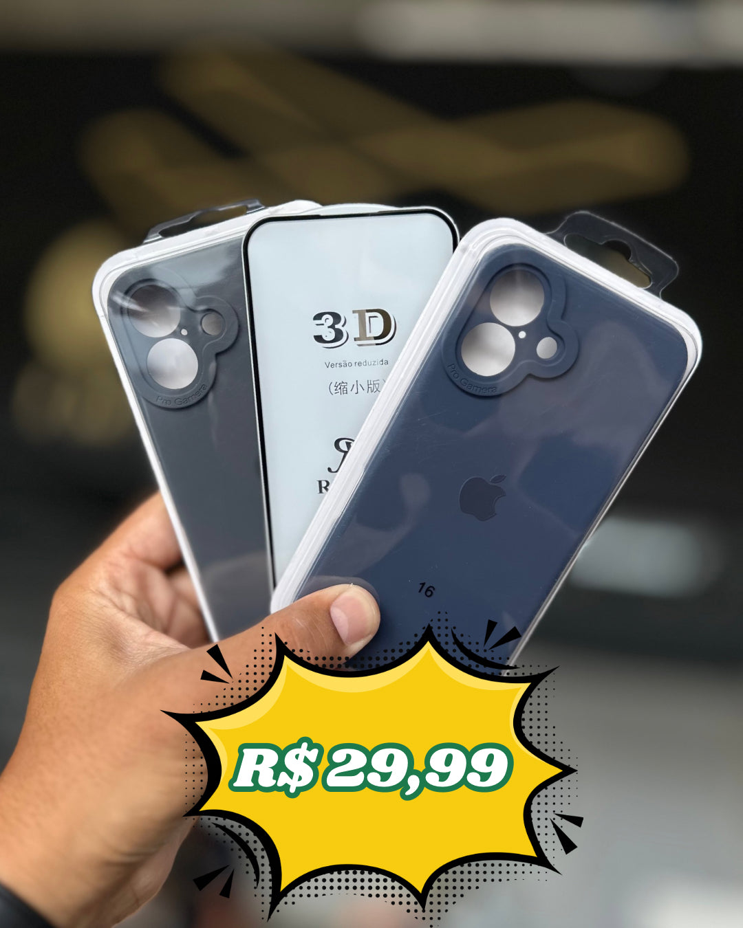 KIT 2 CASE P/IPHONE AVELUDADA + 1 PELÍCULA 3D