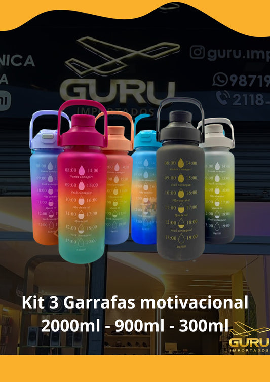 Kit 3 Garrafa de Água Motivacional